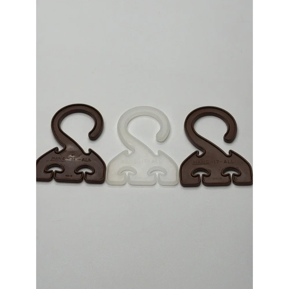 Vintage Tupperware Hang-It-All Hooks Set of 3 Brown Clear 315 Closet Organizer